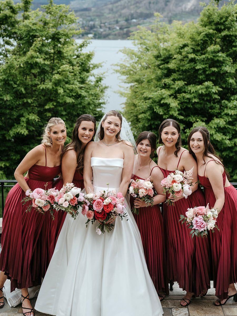 Bridal party with florals